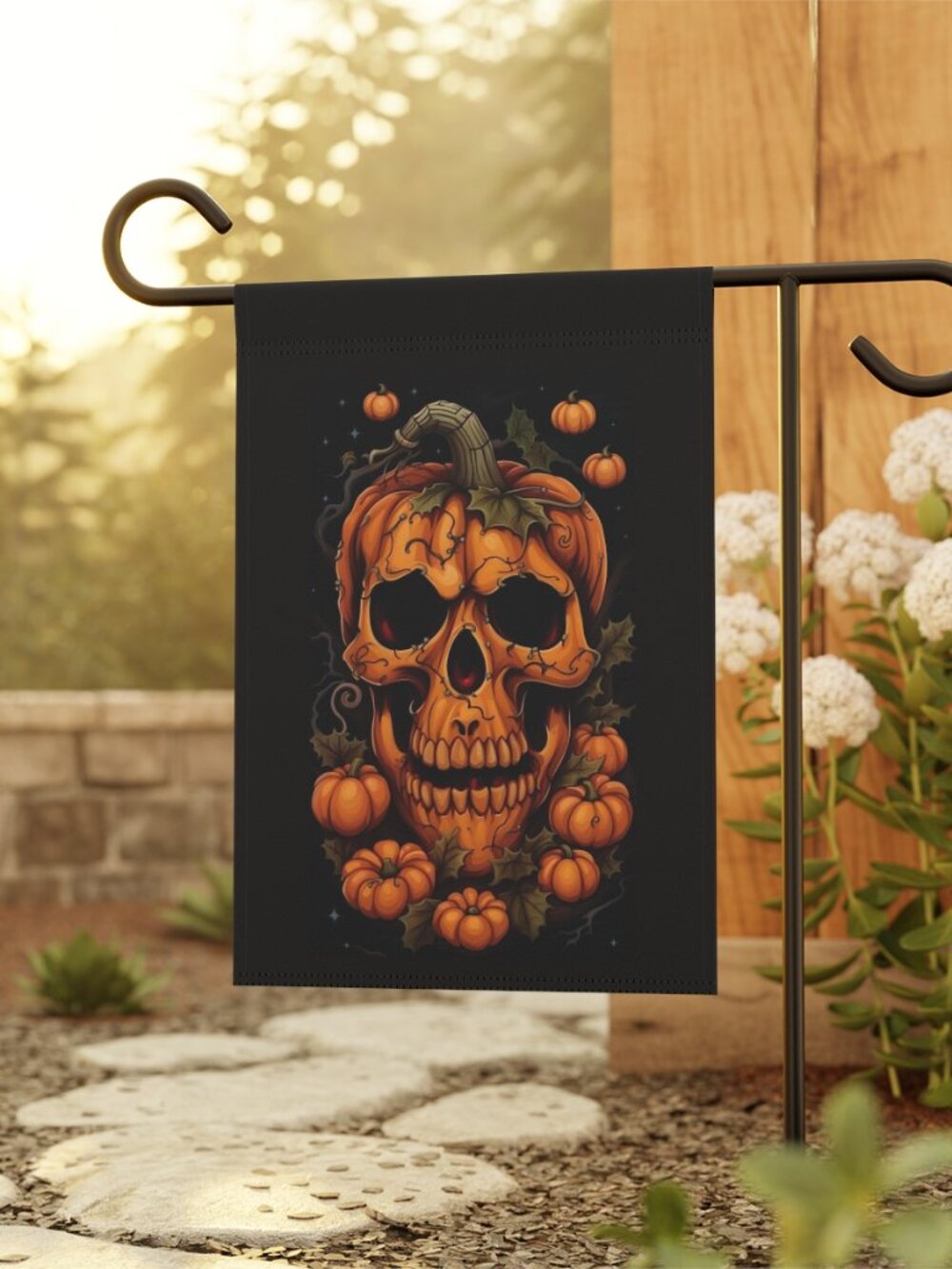 Pumpkin Skull Garden Banner | Halloween Pumpkin Flag